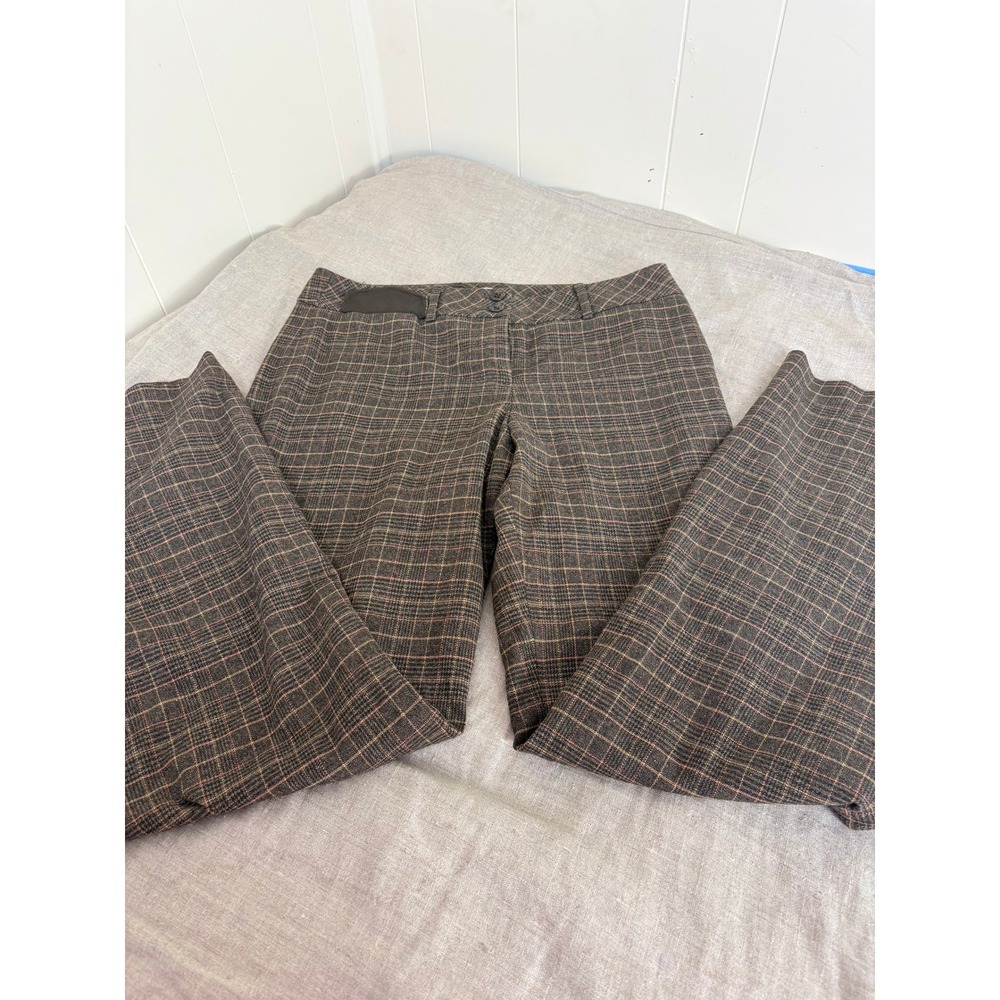 Ann Taylor Loft Petites Brown Plaid Wool Silk Blend Trousers Size 4P 8426-010
